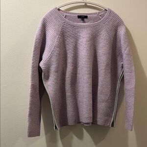 J. Crew Women's Purple Sweater - size XL - zip detail on side - 100% merino wool